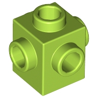 Lego kostka (kostička) 1x1 s nopy na čtyřech stranách, limetková (4212458, 6174006)